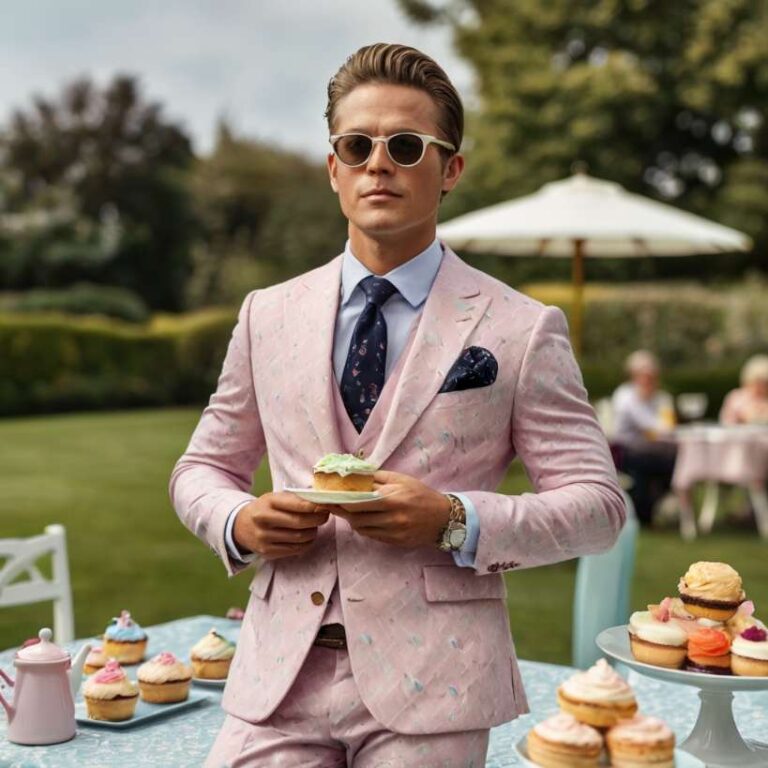 guy wearing a pastel suit