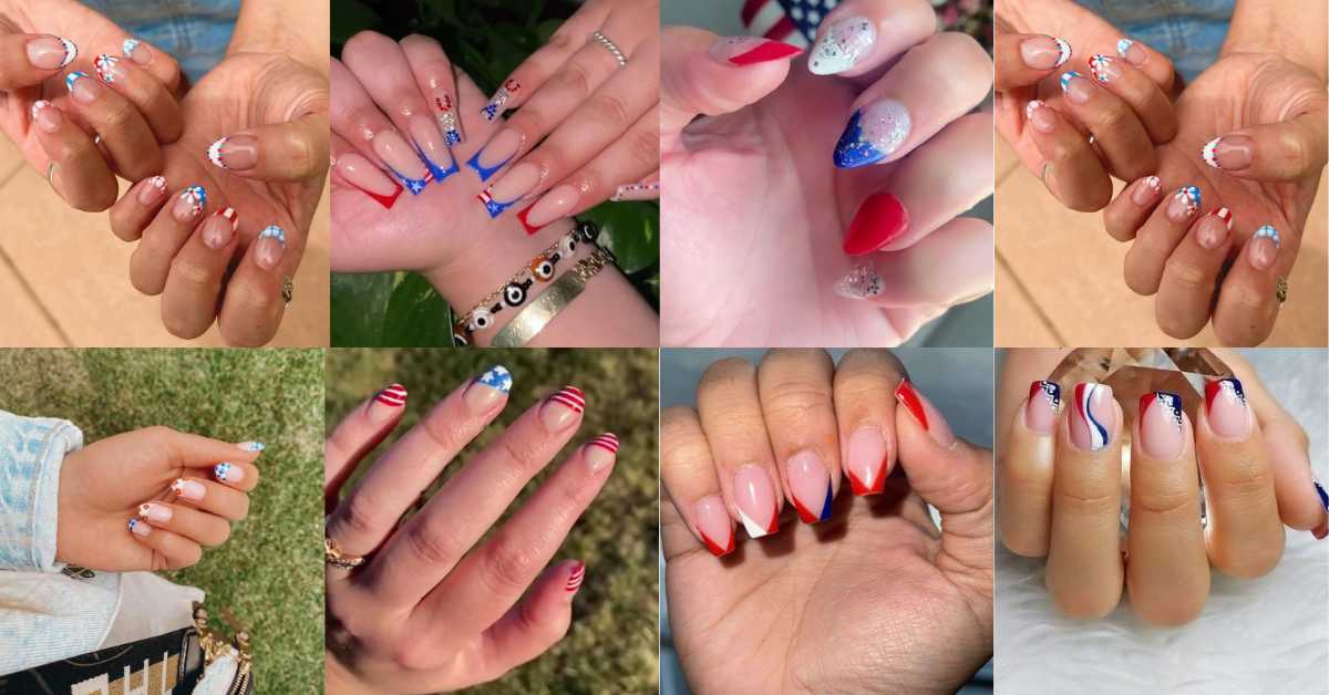 4th of July French Tip Nail Designs