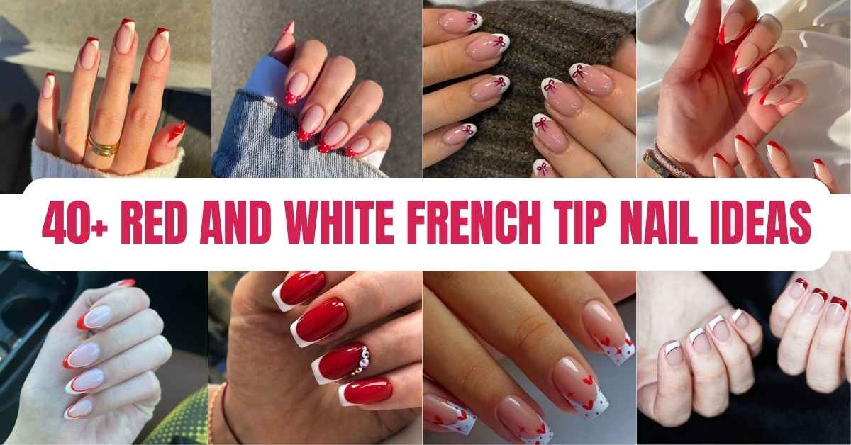 40+ Red and White French Tip Nails