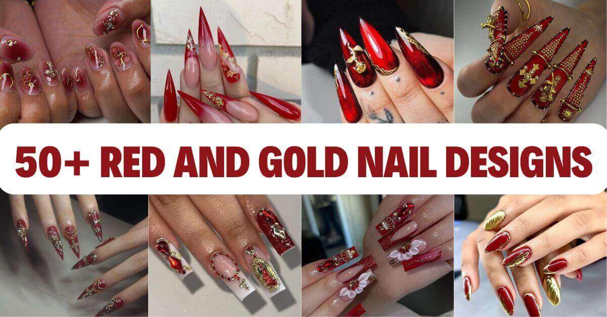 50+ Red and Gold Nail Designs