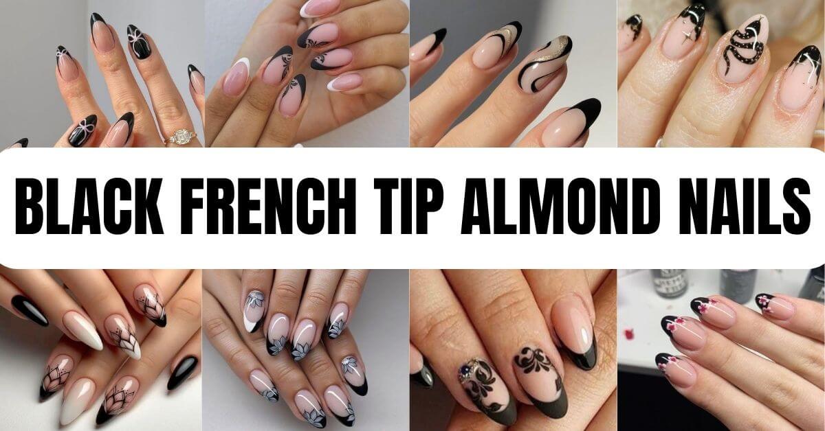 Black French Tip Almond Nails