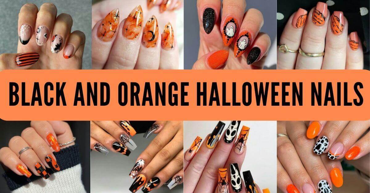 Black and Orange Halloween Nails