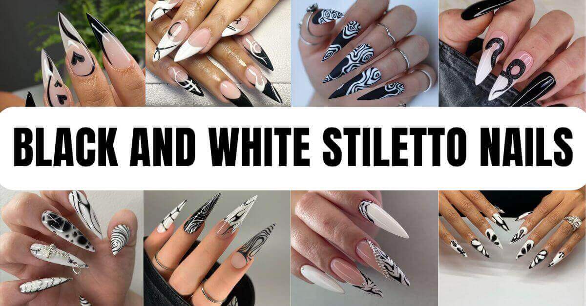 Black and White Stiletto Nails