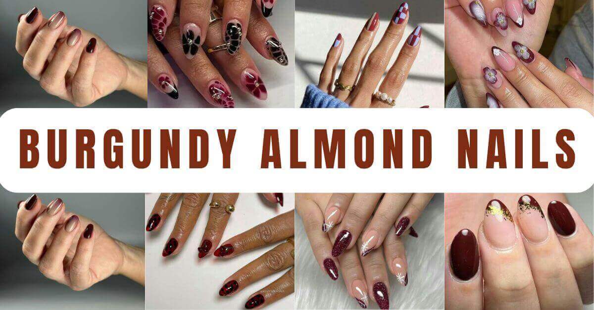 Burgundy Almond Nails