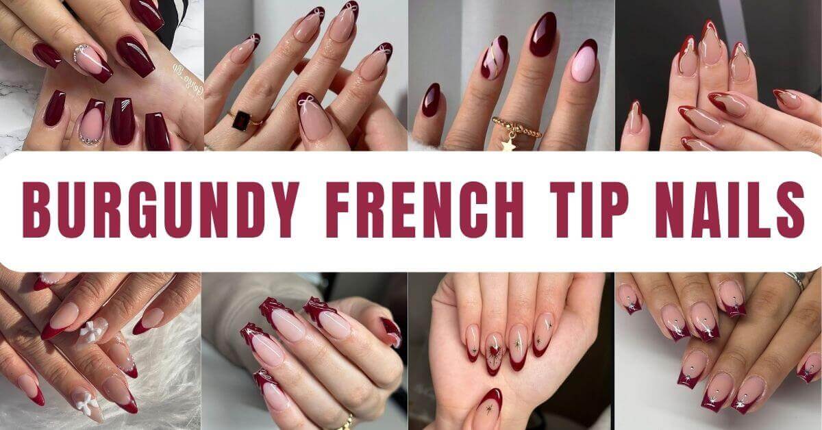Burgundy French Tip Nails