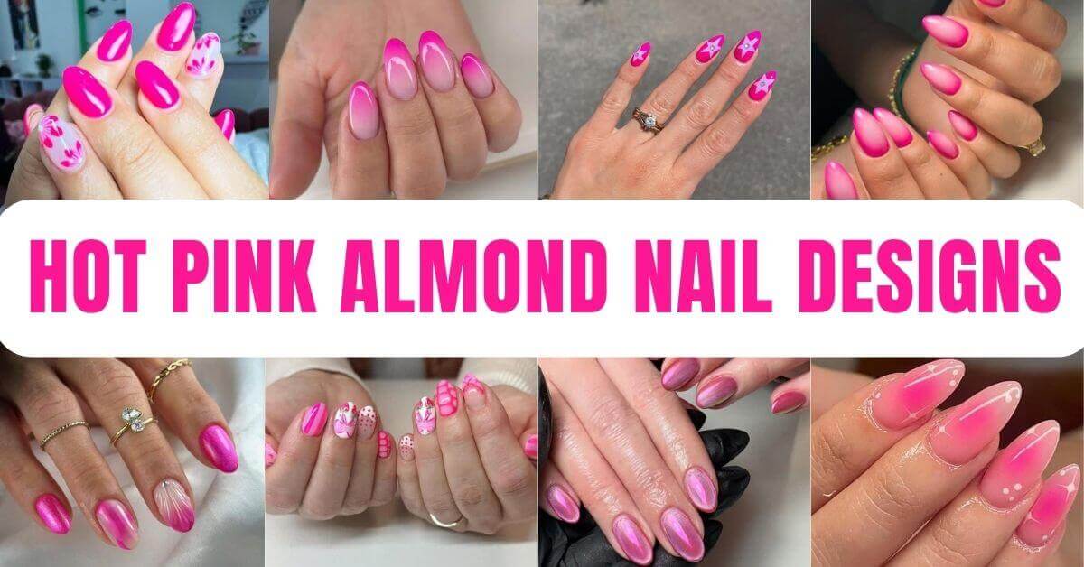 Hot Pink Almond Nails