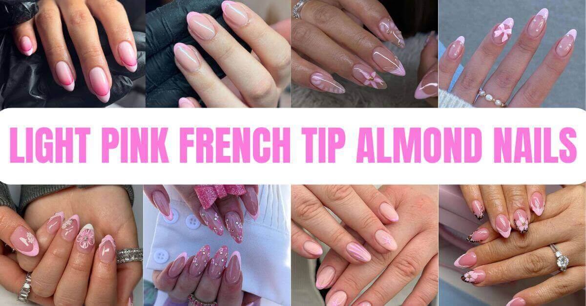 Light Pink French Tip Almond Nails