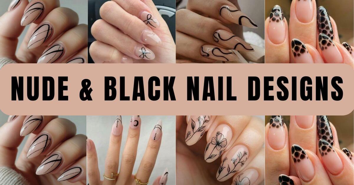 Nude and black nail designs