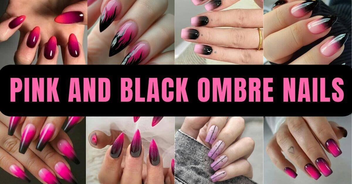 Pink and Black Ombre Nails