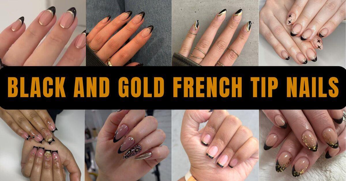 Black And Gold French Tip Nails