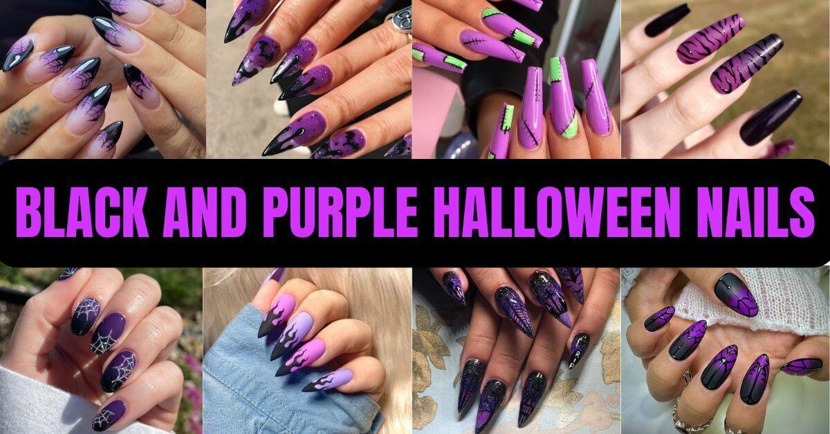 Black And Purple Halloween Nails