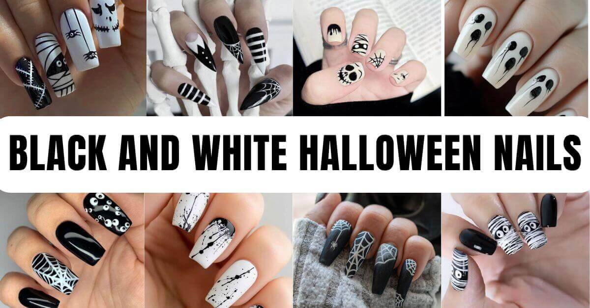 Black And White Halloween Nails