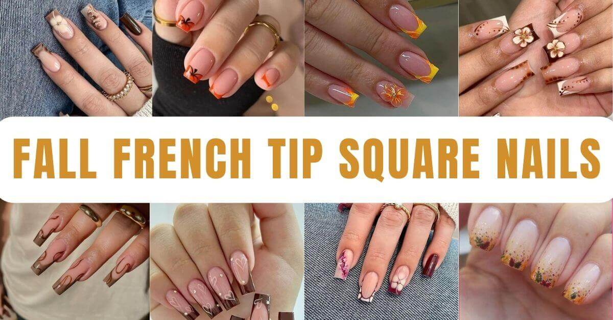 Fall French Tip square Nails