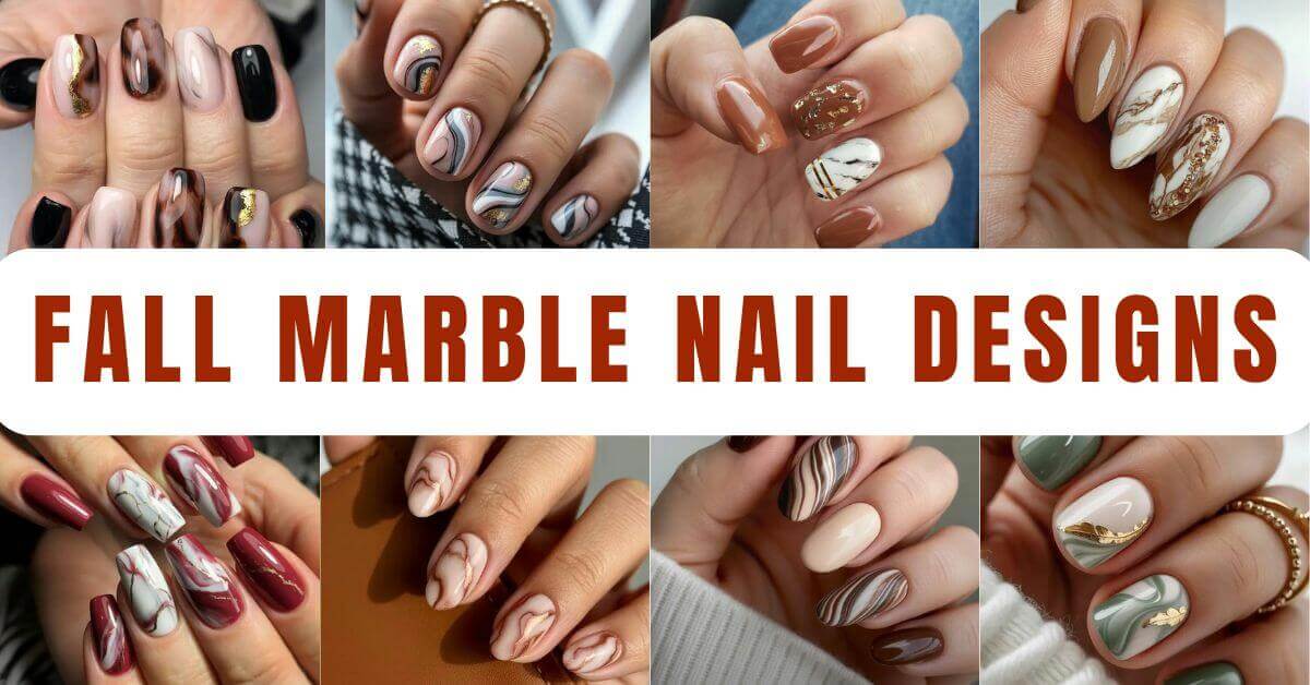Fall marble Nail designs
