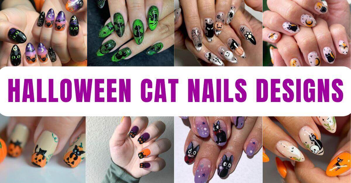 Halloween Cat Nails designs
