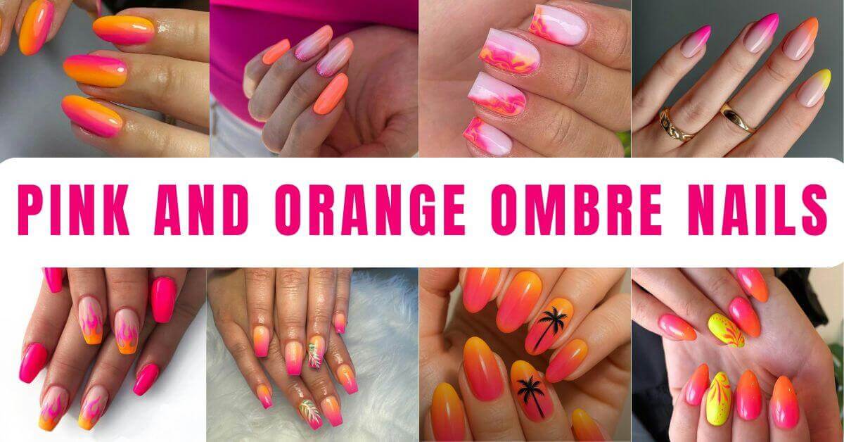 Pink and Orange Ombre Nails